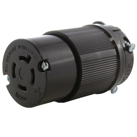 Ac Works Locking Connector, L14-20R, 20 A, 125/250V AC, Single Phase, Black ASL1420R-BK